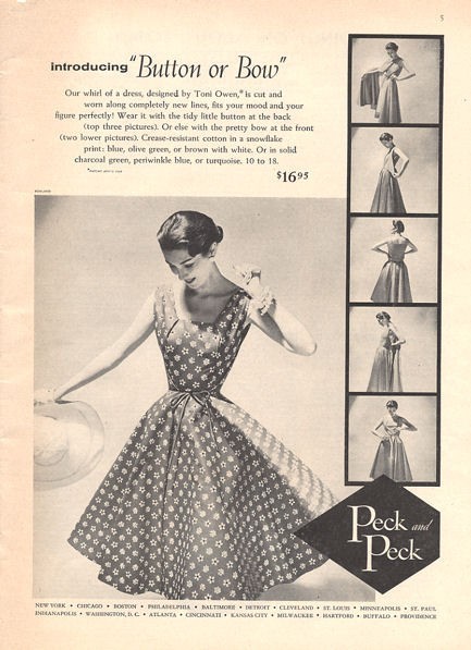 1956 Peck Peck Print Ad Fashion Dress By Toni Owen Ebay
