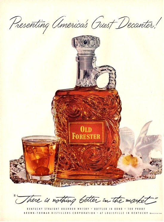 1952 Old Forester Whiskey Vintage Bottle Orchid Guest