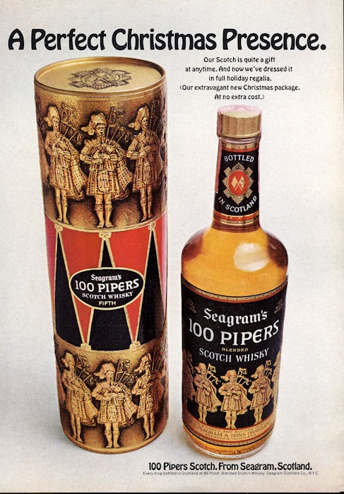 1969 100 Pipers Print Ad Scotch Scottish Bagpipe Vintage Bottle And Gift Box Ebay
