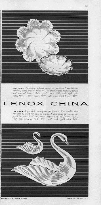1960 Lenox China Print Ad Depicts Leaf Dish Amp Graceful