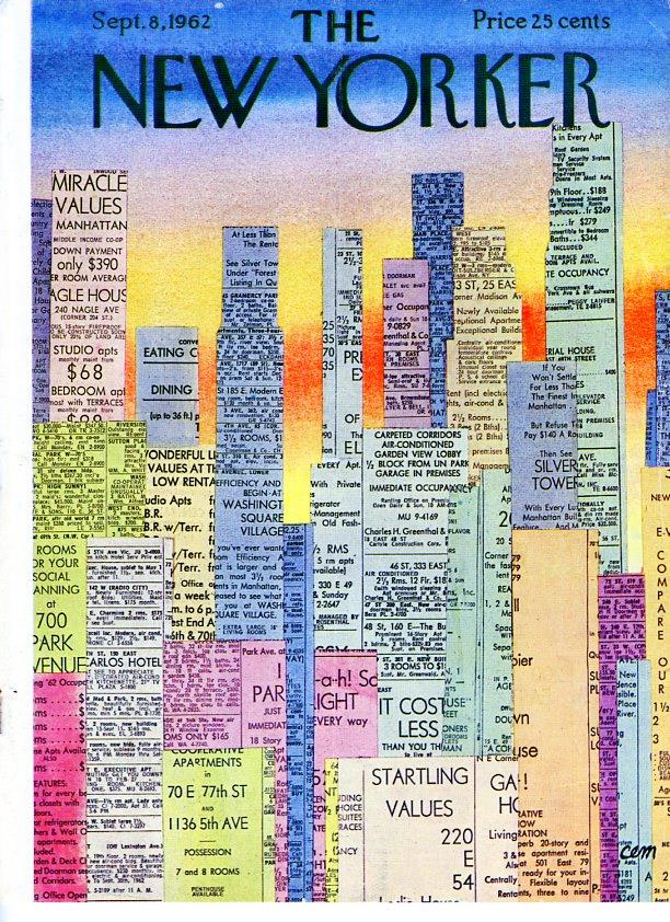 1962 New Yorker Magazine Cover Charles E Martin Art Apt Listings In Cityscape Ebay