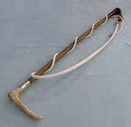 ANTIQUE CALLOW & SON LONDON DOG FOX HUNTING WHIP & THONG STAG HORN ...