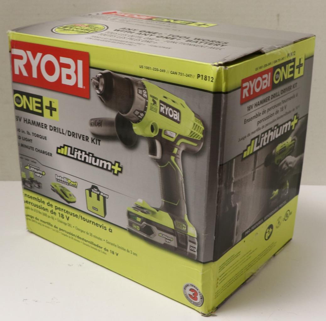 NEW Ryobi P1812 One+ 18V Hammer Drill/Driver Kit 33287167869 eBay