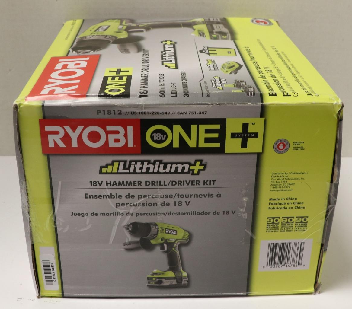 NEW Ryobi P1812 One+ 18V Hammer Drill/Driver Kit 33287167869 eBay