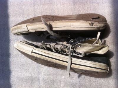 Well Worn Trashed Converse Shoes Hi Black 9.5 US Men | eBay