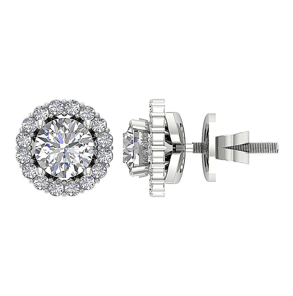 Halo Studs Earrings Removable Jacket I1 G 2.10 Ct Natural Diamond 14K