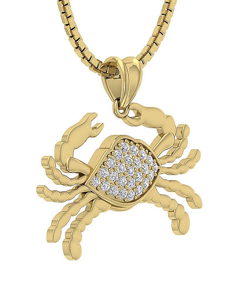 Cancer Zodiac Sign Pendant Necklace Round Diamond SI1 G 0.30 Ct 14K ...