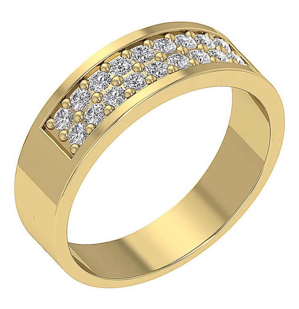 Pave Set Men's Wedding 14K Solid Gold Natural Diamond Ring I1 G 0.75 Ct ...