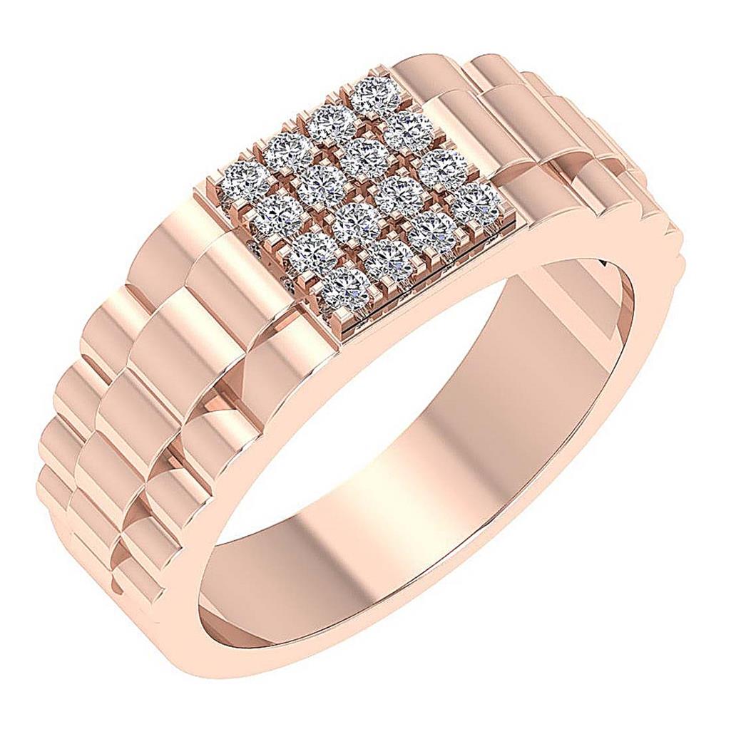 ダイヤモンド Round Diamond SI1 G 0.50 Ct Designer Men's Ring Prong Set 14K Rose