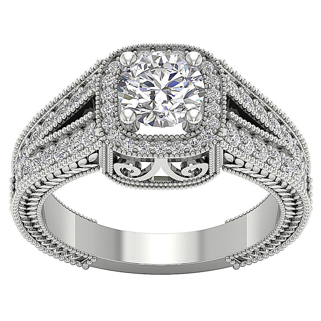 0.80 Ct Classic Halo Round Cut Engagement Wedding Ring in Solid 14k Yellow Gold