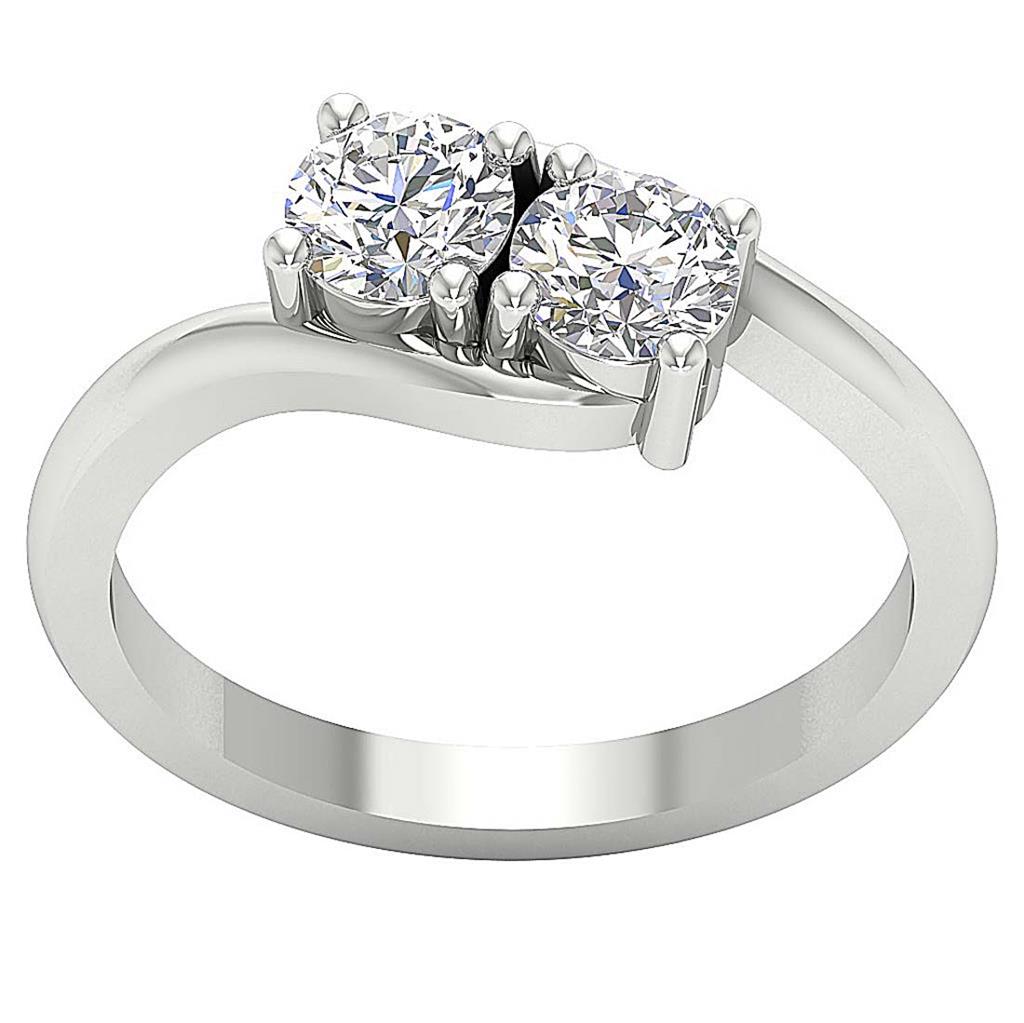 Genuine Diamond Forever Us Two Stone Wedding Ring I1 G 1.10 Ct 14K