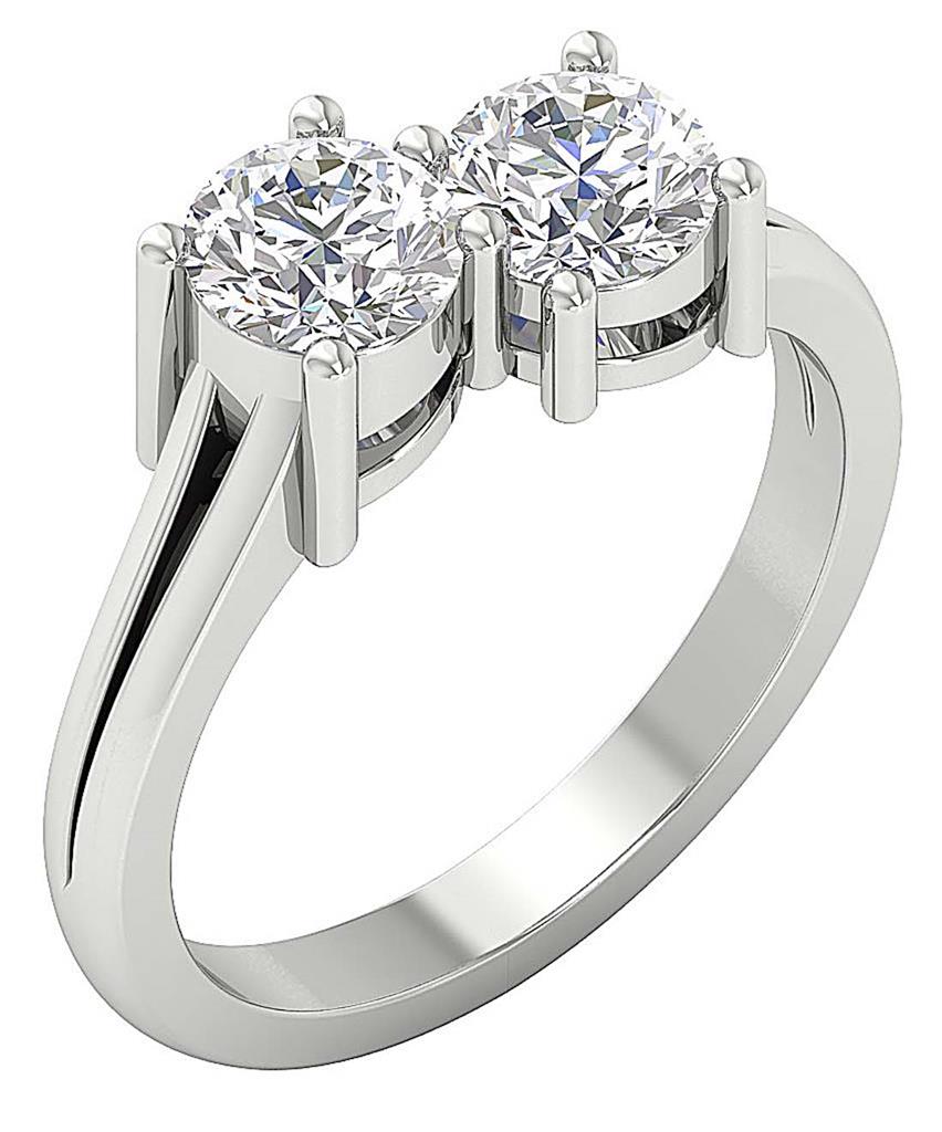 VS1 F 1.50-3.00Ct Lab Grown Diamond 14K Gold Forever Us Two Stone Solitaire Ring