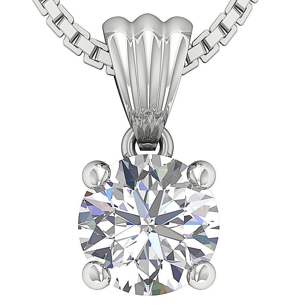 For Women VS F 1.00-3.00 Ct Lab Grown Diamond Solitaire Pendant 14K White Gold