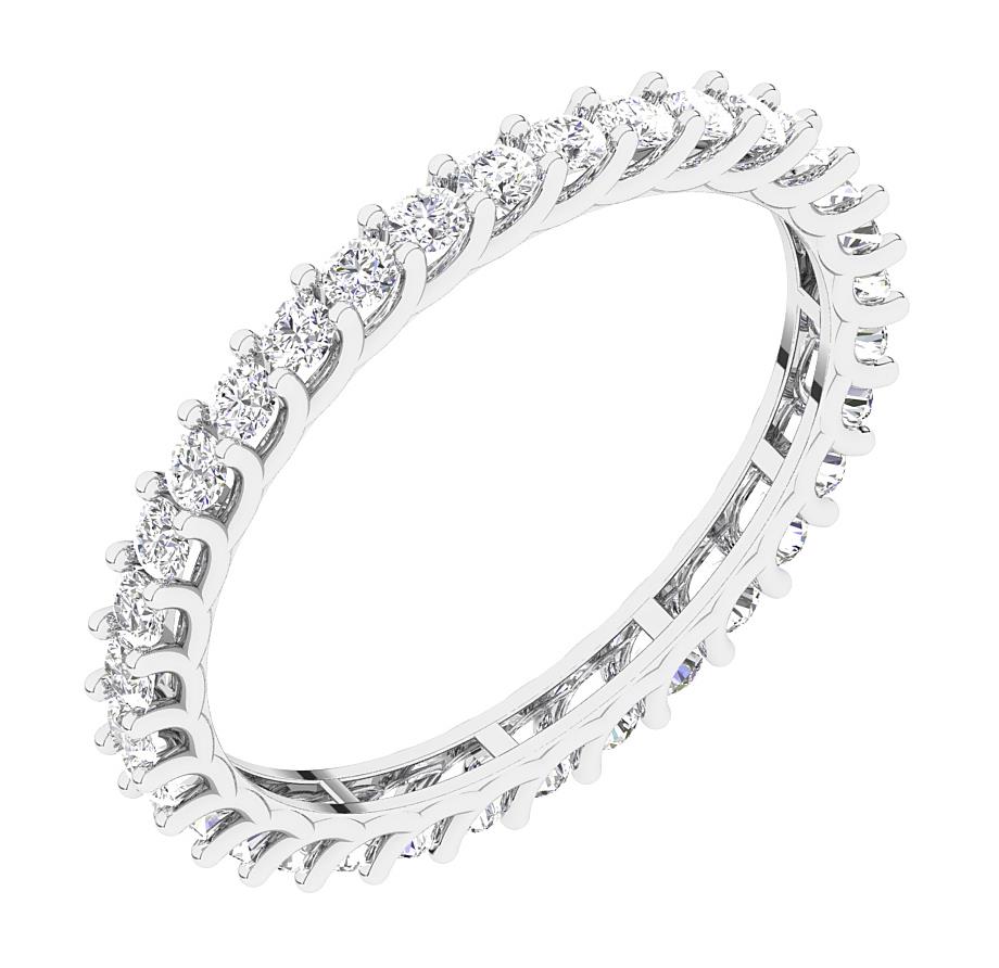 VS F 0.90 Carat Lab Grown Diamond Prong Set 10K White Gold Eternity Wedding Ring - Picture 13 of 14