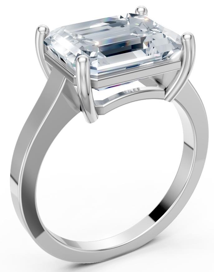 VS F 5Ct Certified Lab Grown Emerald Diamond 14K White Gold Solitaire Ring Band - Picture 11 of 12
