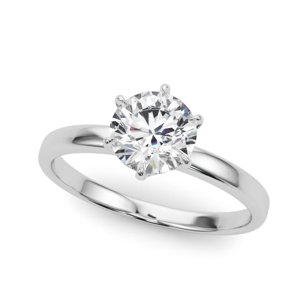 Sterling Silver VS F 1.00-2.50 Ct Lab Grown Diamond Solitaire Ring Six Prong Set