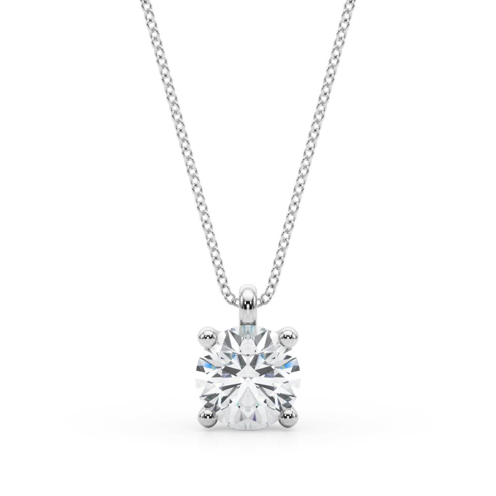 VS F 1.00-1.50 Ct Lab Grown Diamond Prong Set 14K White Gold Solitaire Pendant