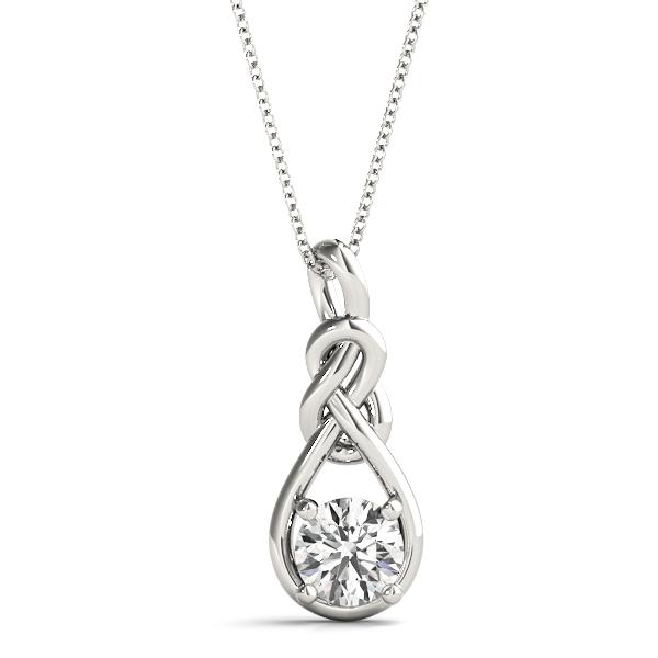 Knot Solitaire Pendant VS F 0.50-1.00 Ct Lab Grown Round Diamond 14K Yellow Gold