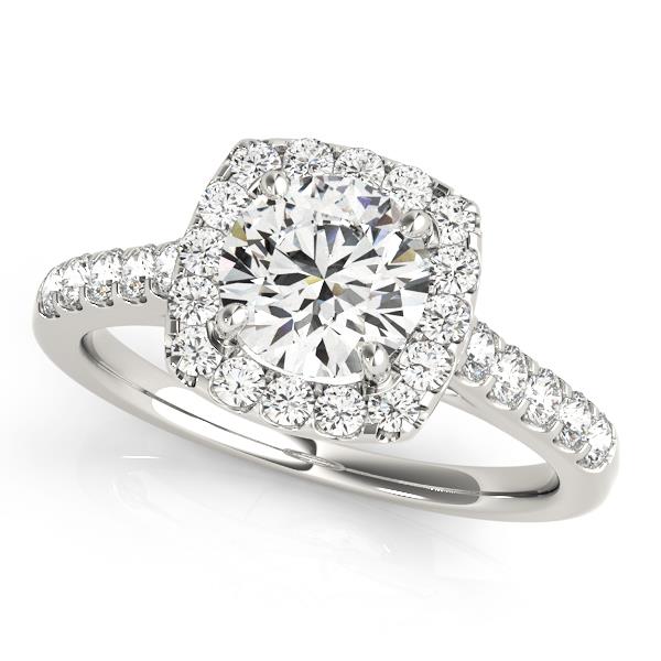 Round Lab Grown Diamond Cushion Halo Engagement Ring VS F 1.60-2.60 Ct 14K Gold