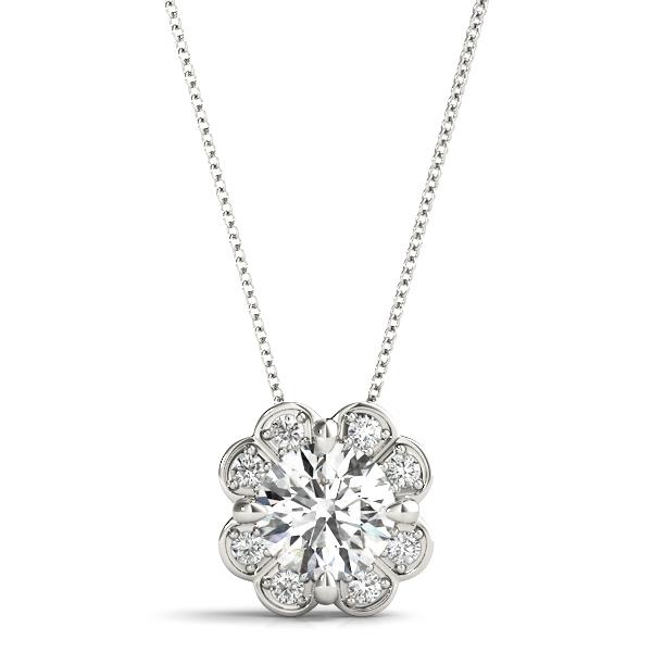 VS F 1.10-1.65 Ct Round Lab Grown Diamond Halo Solitaire Pendant 14K Solid Gold