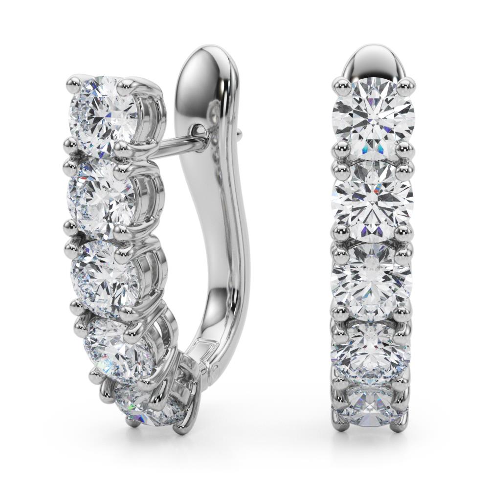 Lab Grown Diamond VS F 2.00-4.00Ct Prong Set Hinged Hoop Earrings 14K White Gold