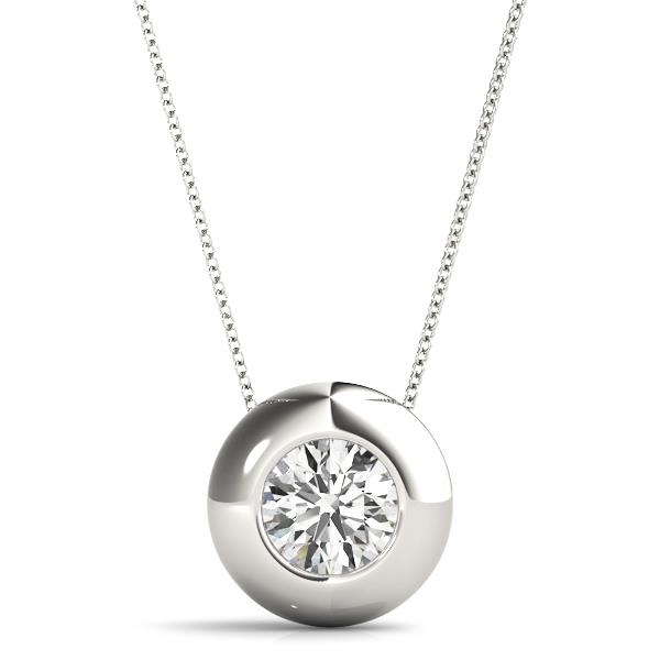 Solitaire Bezel Set Pendant 14K Gold VS F 1.00-2.00 Ct Lab Grown Round Diamond