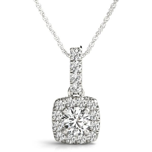 VS F 1.40 Carat Lab Grown Diamond 14K Rose Gold Round Cut Halo Pendant Prong Set