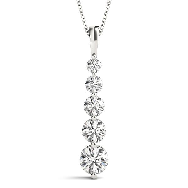 VS F 1.00-3.00 Ct Lab Grown Journey Diamond 5-Stone Drop Pendant 14K Solid Gold