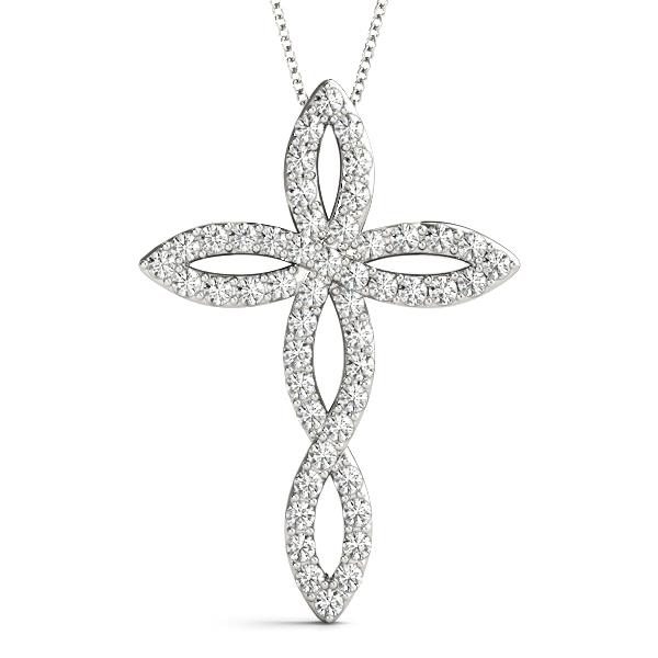 VS F 0.50-1.00 Ct Round Lab Grown Diamond 14K White Gold Religious Cross Pendant