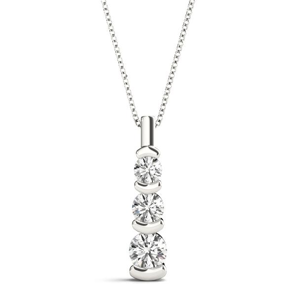 3-Stone Journey Pendant VS F 0.50-1.00 Ct Lab Grown Round Diamond 14K White Gold