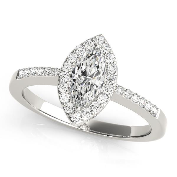 Marquise Halo Solitaire Engagement Ring Gold Lab Grown Diamond VS F 0.75-1.75 Ct