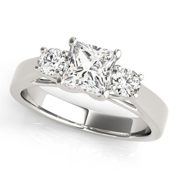 3-Stone Princess Cut Engagement Ring Lab Grown Diamond VS F 1.05-1.85 Carat Gold