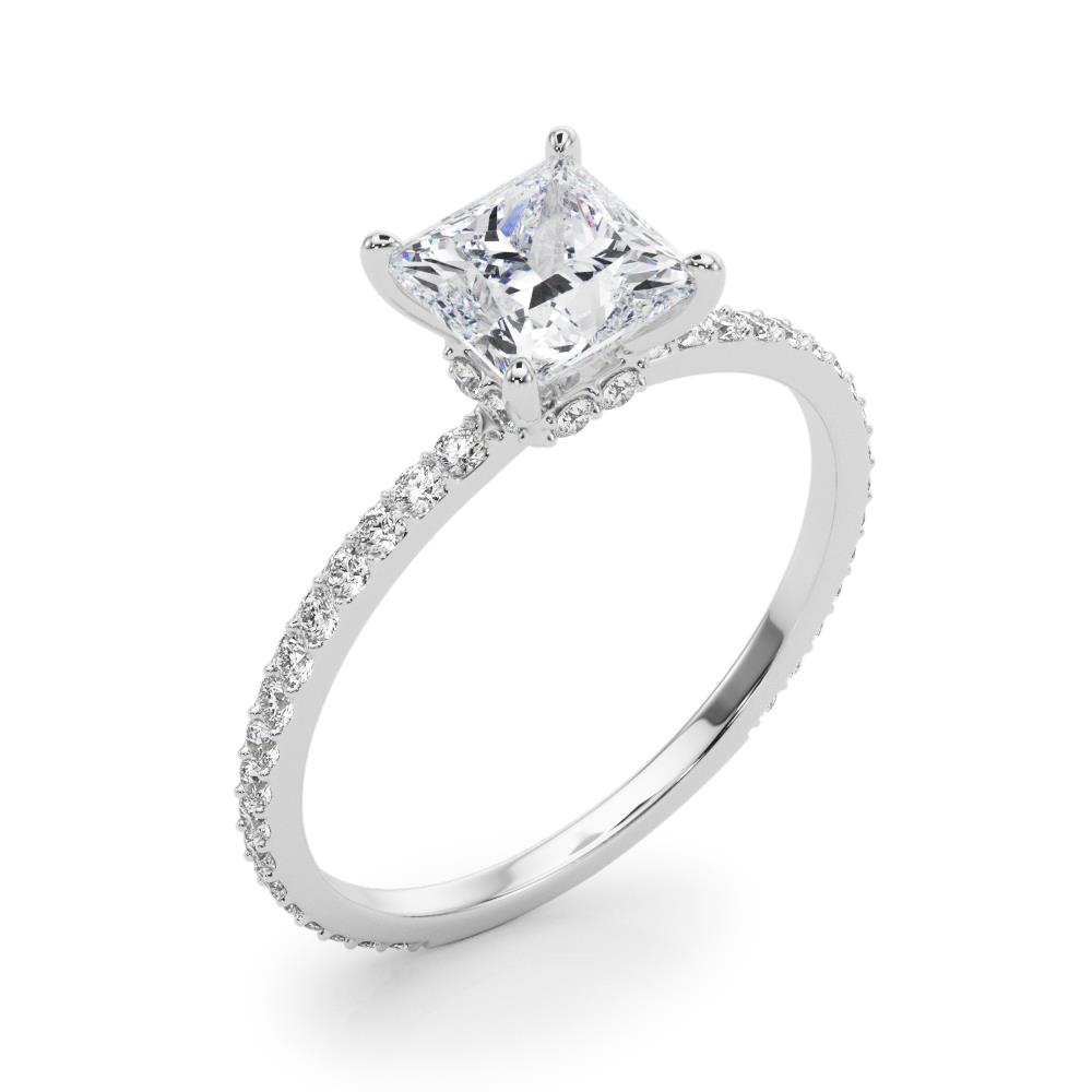 Princess Lab Grown Diamond VS F 1.05-1.82Ct Hidden Halo Engagement Ring 14K Gold