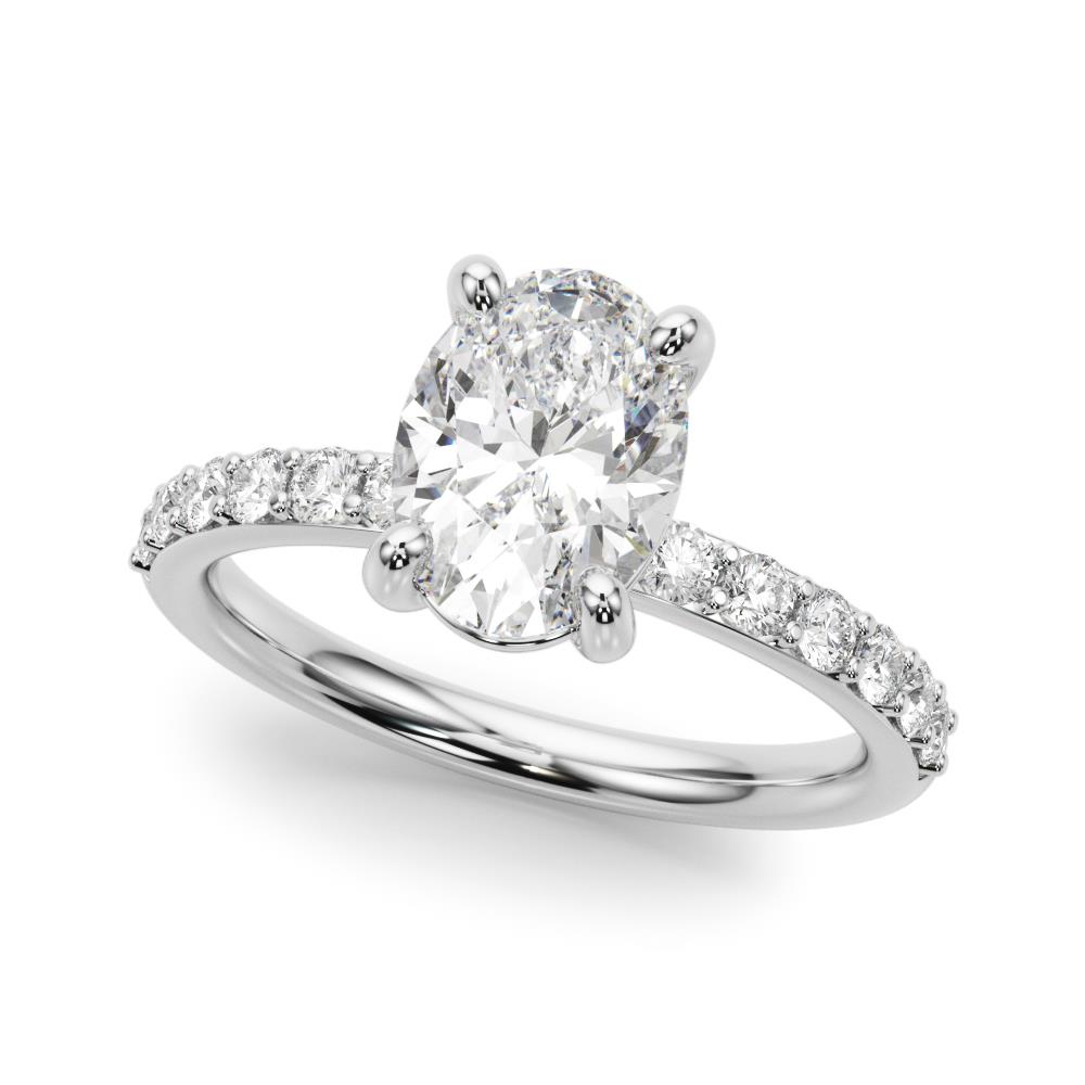 Single Row Oval Engagement Ring Lab Grown Diamond VS F 1.00-3.35 Carat 14K Gold