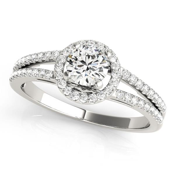 VS F 1.85Carat Lab Grown Diamond Split Shank Halo Solitaire Engagement Ring Gold