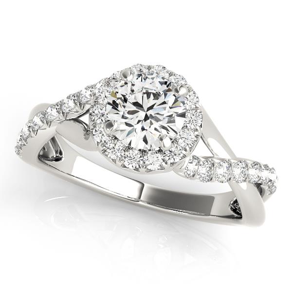 Bypass Twisted Shank Halo Engagement Ring VS F 1.30Ct Lab Grown Diamond 14K Gold