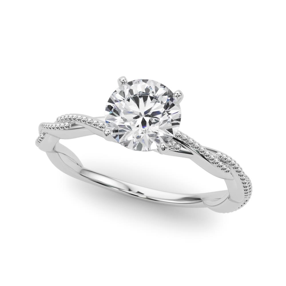 Twisting Milgrain Sterling Silver Solitaire Lab Grown Diamond Ring VS F 1.00 Ct