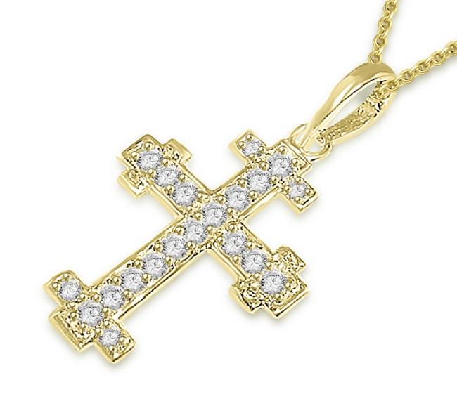 Cross Pendant Necklace 0.45 Ct Natural Diamond 14Kt White Solid Gold