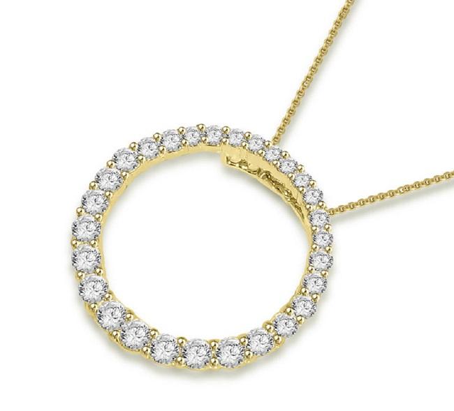 I1 G Eternity Circle Pendant Necklace 0.80 Ct Natural Diamond 14K