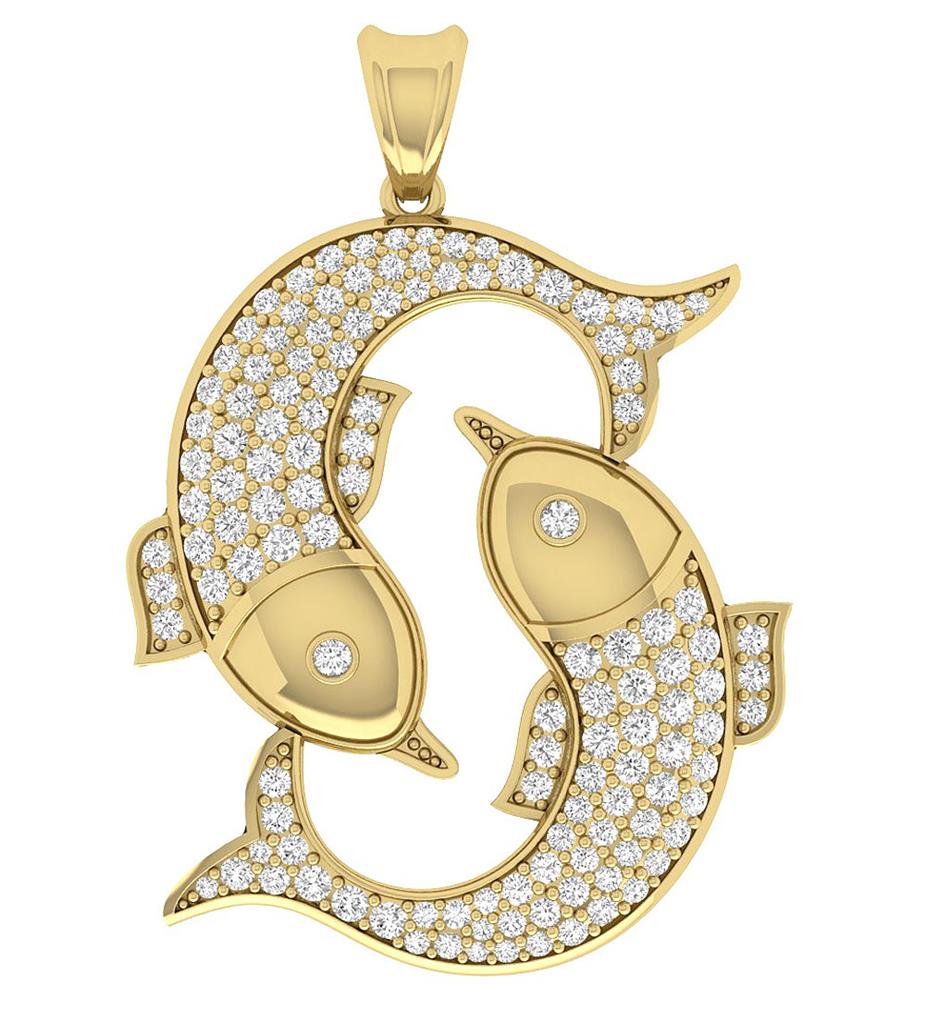 Gold pisces pendant necklace clearance