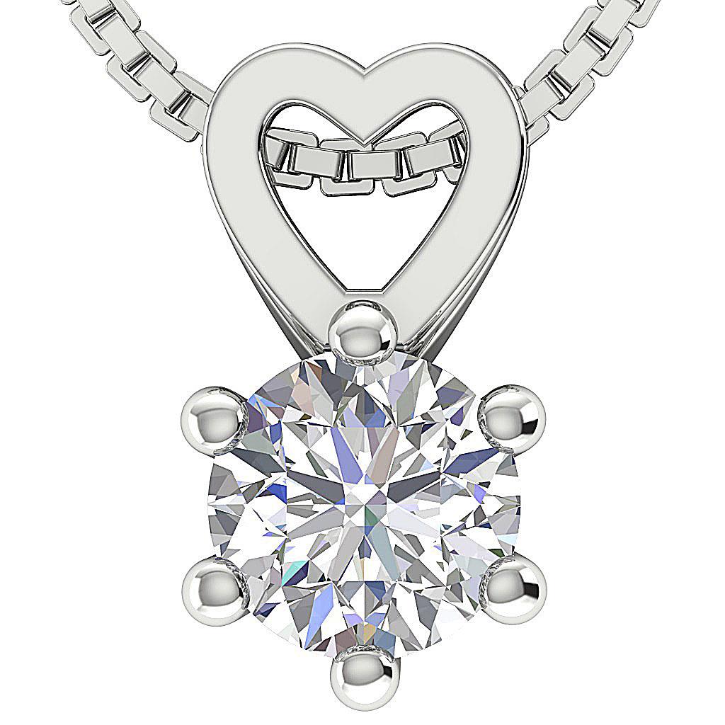 Solitaire Natural Diamond I2 J 1.56 Ct Heart Pendant