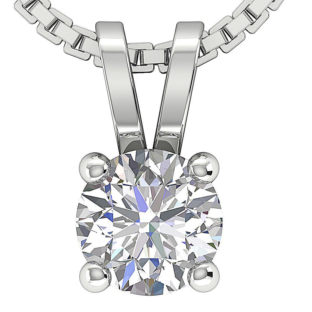 For Women Lab Grown Round Diamond Solitaire Pendant VS F 1.00-3.00 Ct 14K Gold