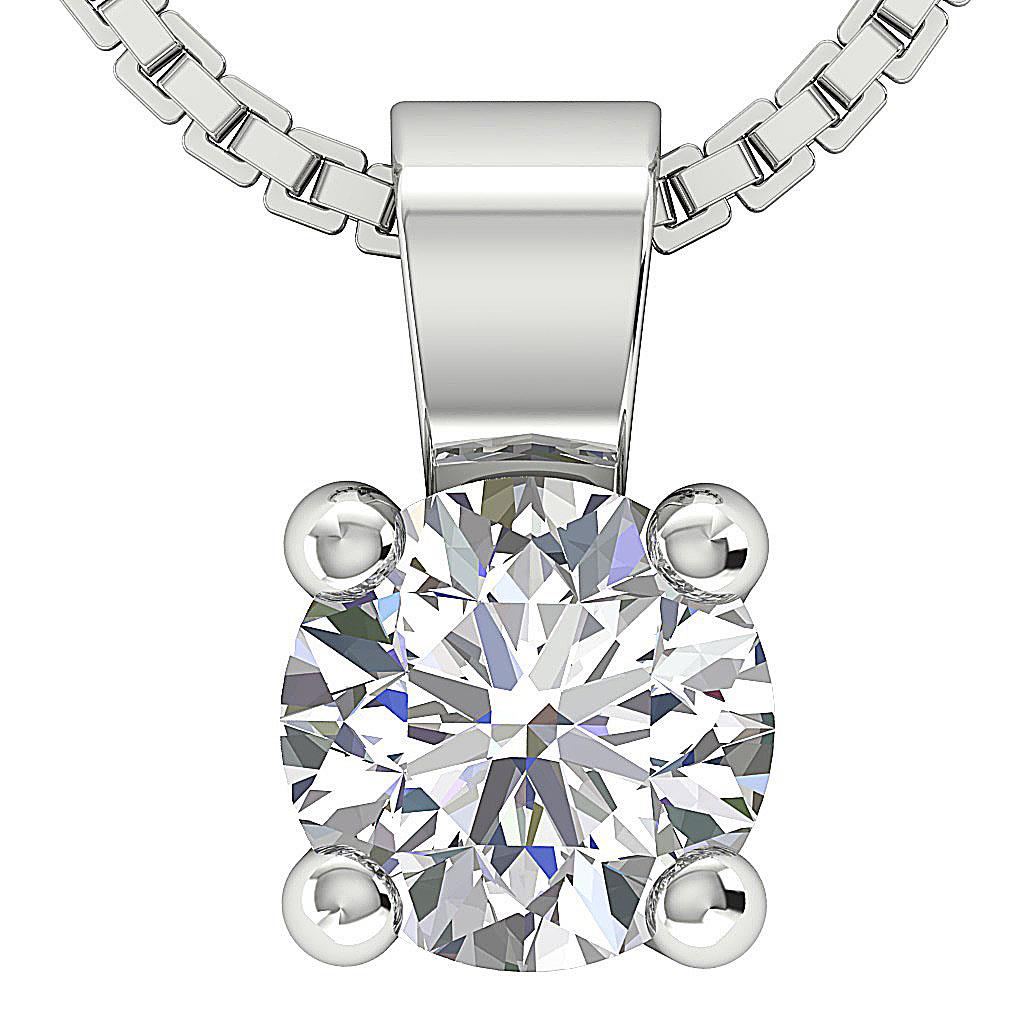 VS F 1.00-3.00 Ct Lab Grown Diamond Prong Set Solitaire Pendant 14K Yellow Gold