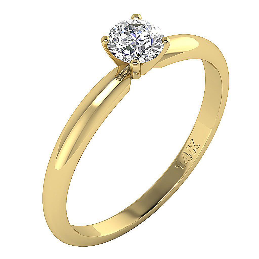 I1 G 0.30 Ct Round Diamond Solitaire Ring Wedding Band 14K