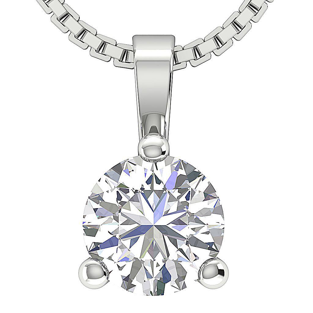 1.00-3.00Carat VS F Lab Grown Round Cut Diamond Solitaire Pendant 14K Solid Gold