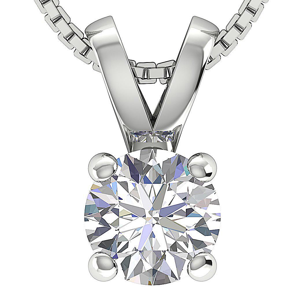 4 Prong Set Solitaire Pendant VS F 1.00-3.00 Ct Lab Grown Round Diamond 14K Gold