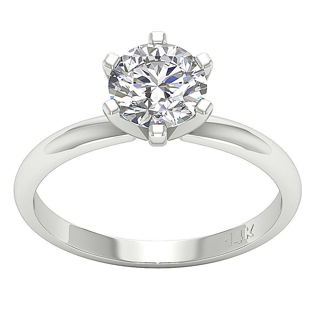 VS F 1.50 Ct Lab Grown Diamond Solitaire 6 Prong Set Wedding Ring 14K Solid Gold - Picture 7 of 7