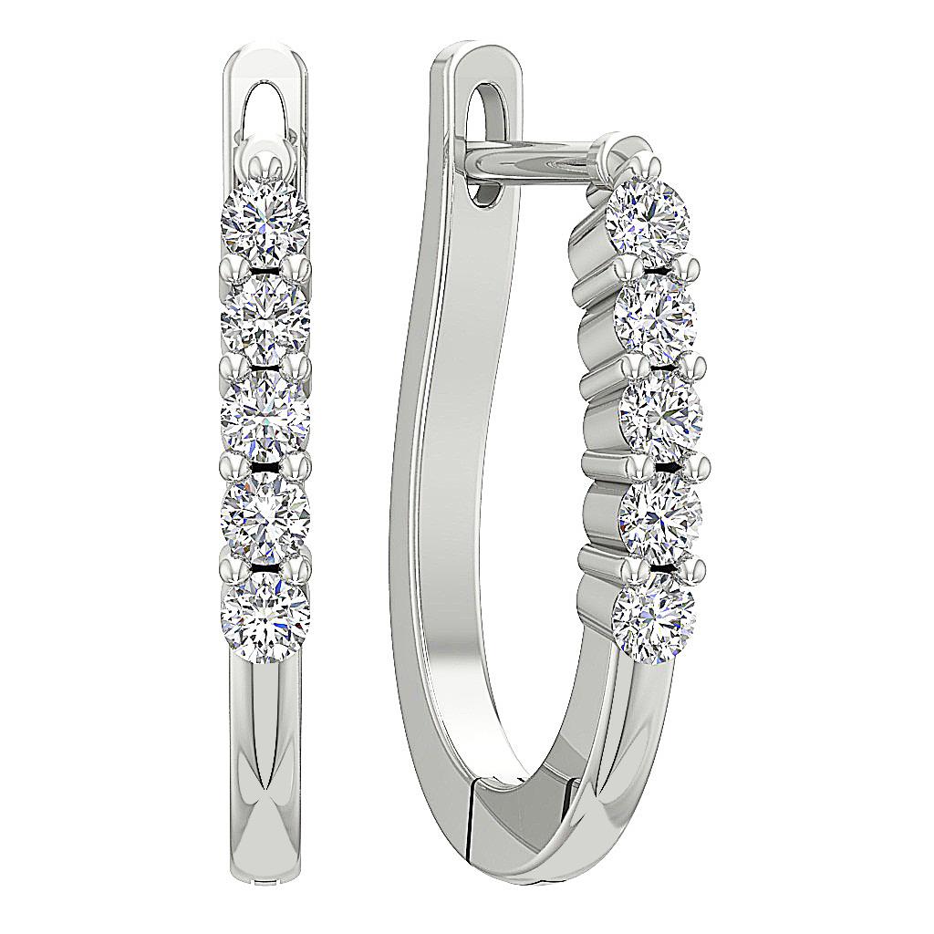 SI1 G 0.35 Ct Natural Diamond Hoops Earrings 0.50 Inch Appraisal 14K