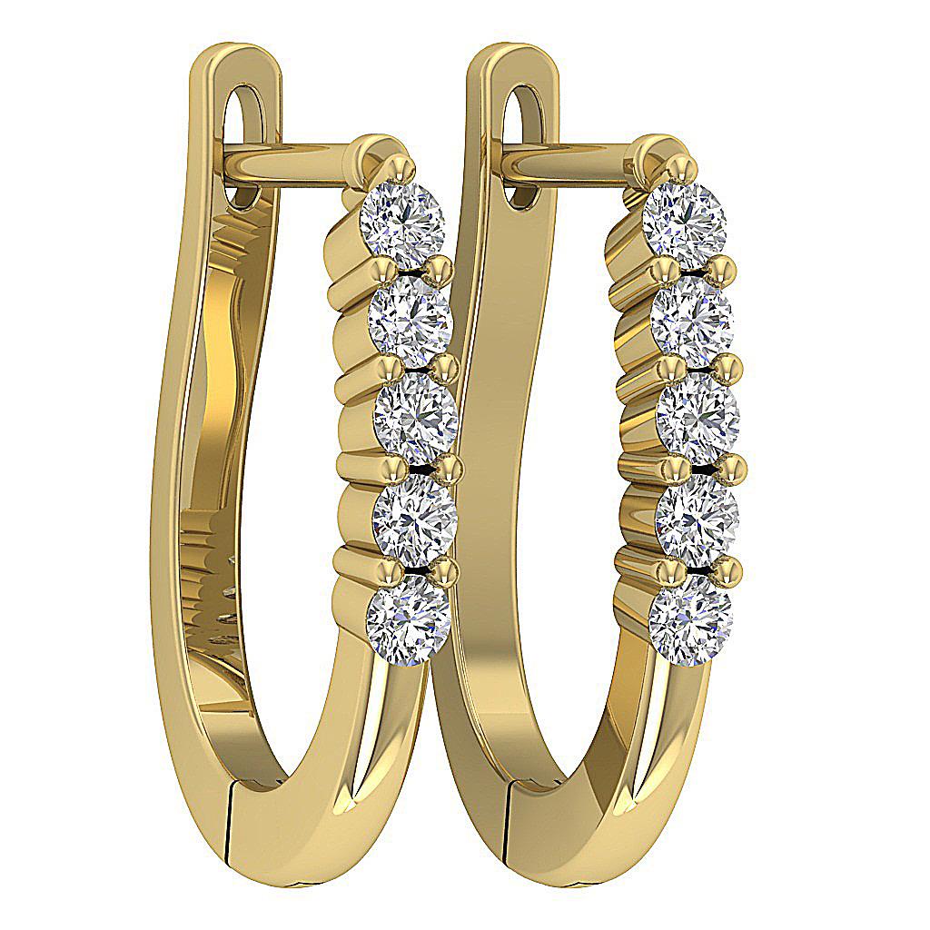 SI1 G 0.35 Ct Natural Diamond Hoops Earrings 0.50 Inch Appraisal 14K ...