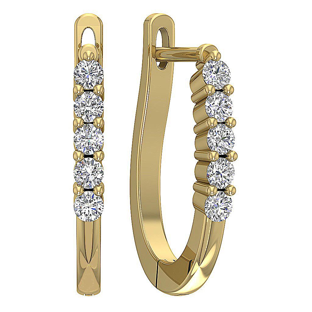 SI1 G 0.35 Ct Natural Diamond Hoops Earrings 0.50 Inch Appraisal 14K ...